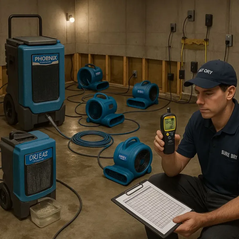 Structural Drying and Dehumidification process in Weedpatch, CA